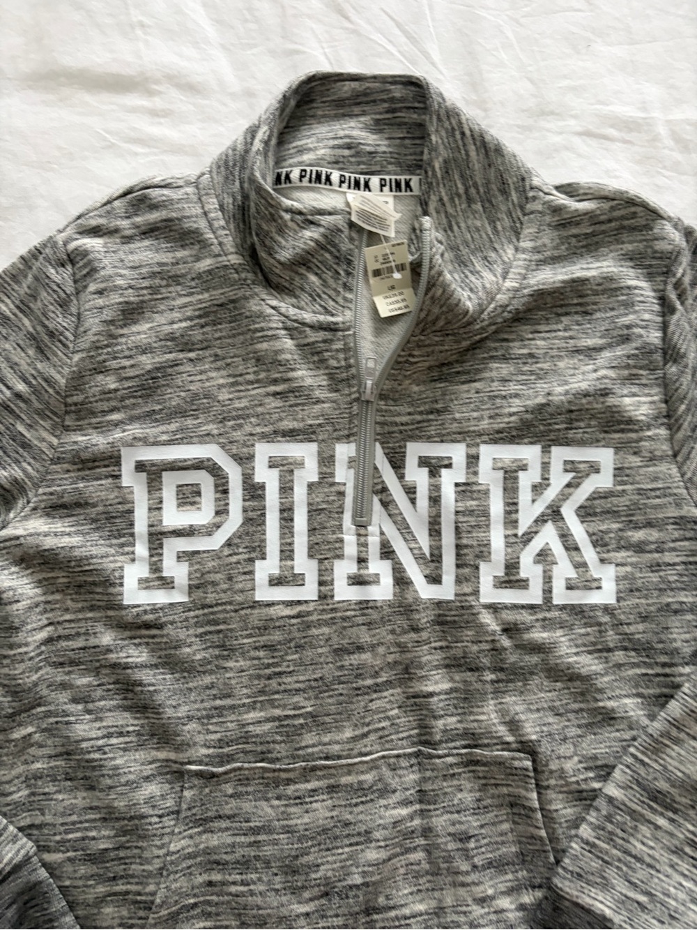 PINK Victoria's Secret Sporty Chic Athleisure Quarter-Zip Sweatshirt Large NWT - Picture 2 of 8